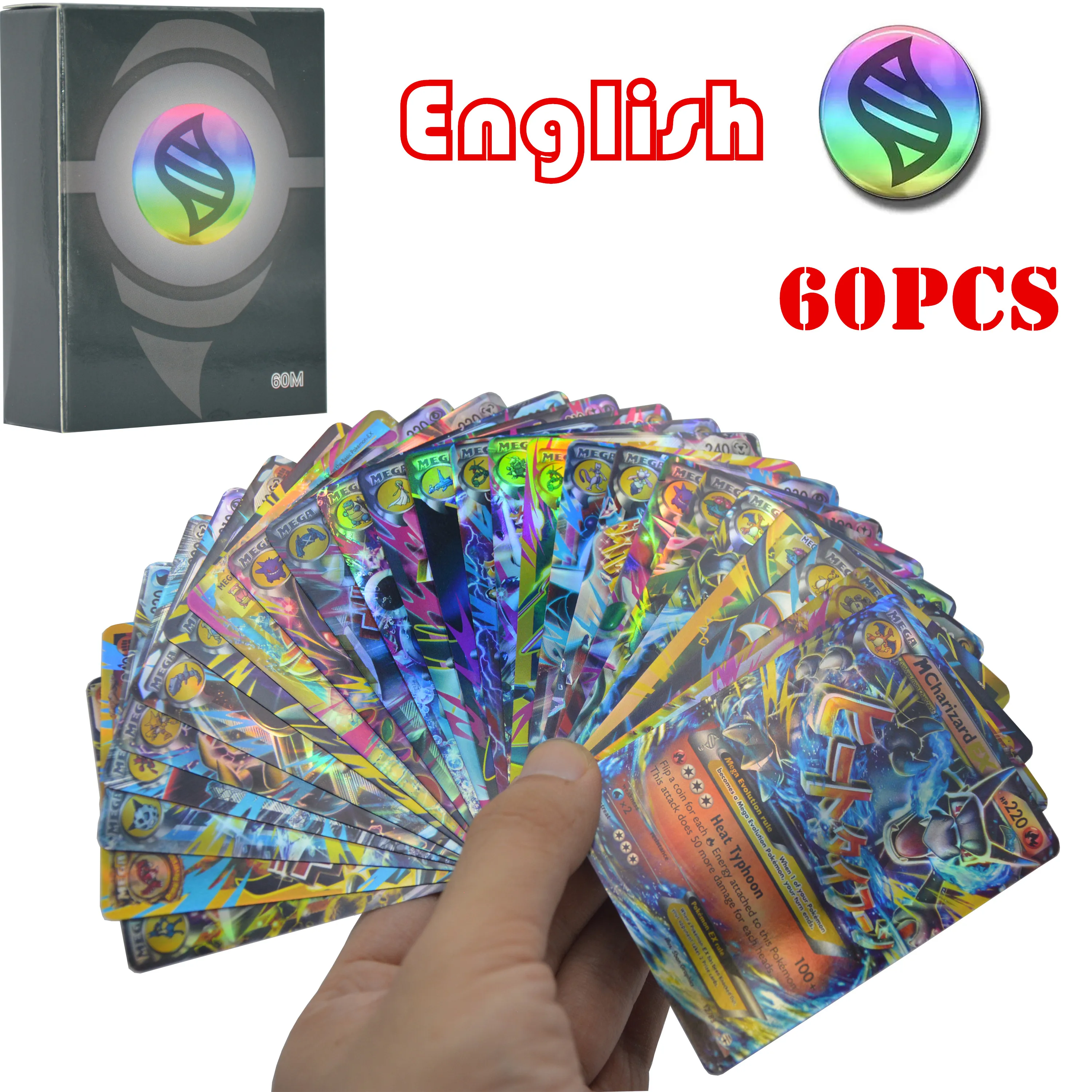 Bộ 60 Mega EX Pokemon Thẻ Hộp Hiển Thị Tiếng Anh Phiên Bản Pokémon Lắc Thẻ Chơi Game Thu Tăng Áp Trẻ Em Đồ Chơi Quà Tặng