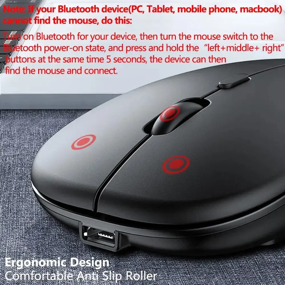 2025New ratón inalámbrico Bluetooth ratón óptico recargable USB para ordenador portátil PC Macbook Gaming Mouse Gamer 2,4 GHz 1600DPI