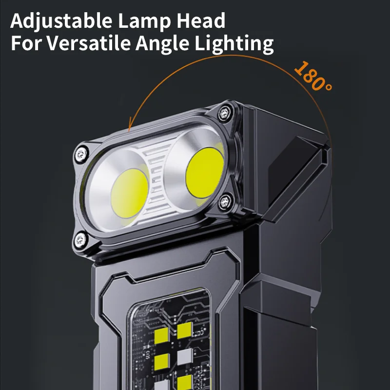 WARSUN DC08 Rechargeable LED Work Light, 800Lm, 90° Rotatable, Magnetic Base, IPX5 Waterproof, Portable Multi-function Lamp