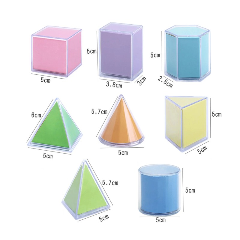8 Pieces Transparent Geometric Shapes Blocks Montessori Toys Stacking Game Math Educational for Ages Kids Puzzle Christmas Gift