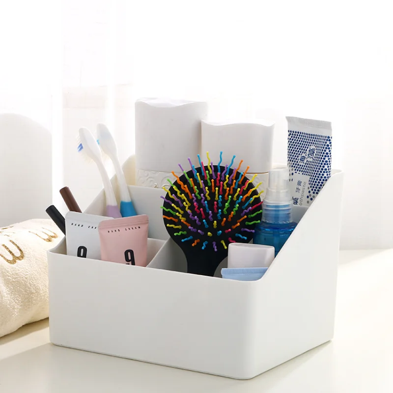 โต๊ะ Office Storage Organizer ผู้ถือรีโมทคอนโทรลพลาสติก Desktop Clutter Sorting Box อุปกรณ์ห้องนั่งเล่นโรงเรียน