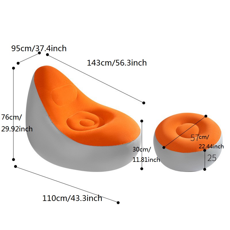 Camebust Inflatable Sofa-Flocking Surface High Quailty PVC Footstool Rapid Inflation Lazy Lounge