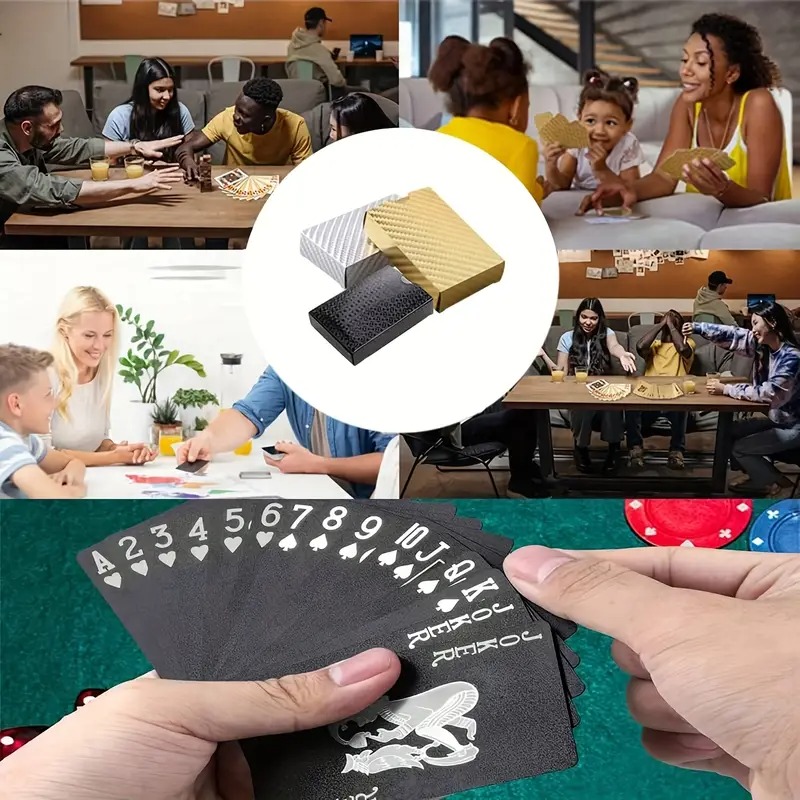 1 パックダイヤモンド防水プラスチックトランプゴールドダイヤモンド箔ゲームトランプボードゲームファミリーゲームパーティーエンターテイメント