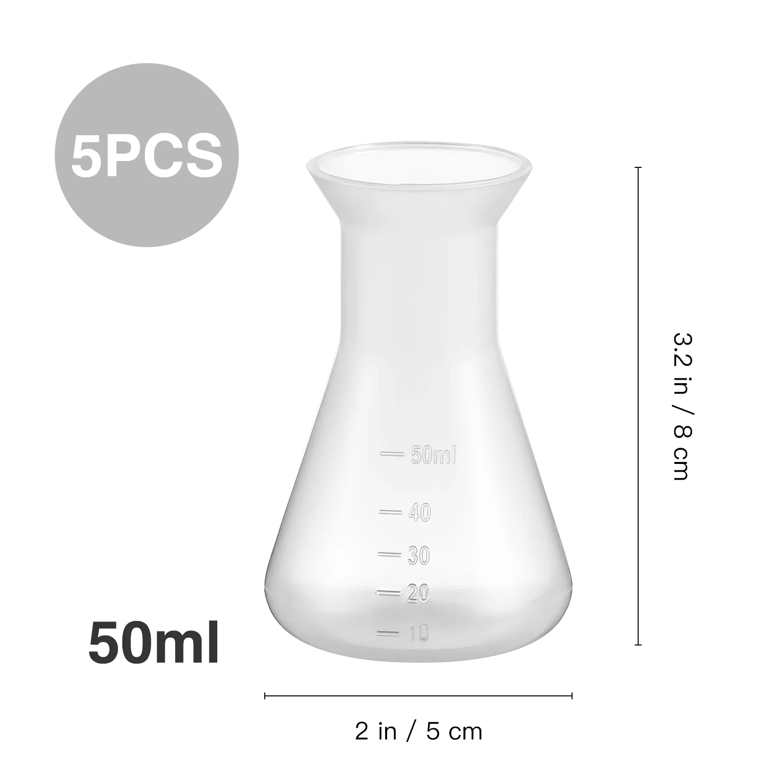 5 Pcs Erlenmeyer Flask Laboratory Conical Plastic Beakers Pp Measuring Cone Bottles