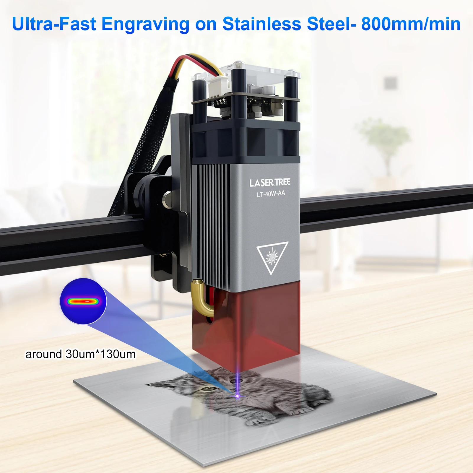 LASER TREE 5W Air Assist Metal Nozzle Laser Head 450nm Blue Light Module for CNC Laser Engraver Wood Cutting DIY Tools
