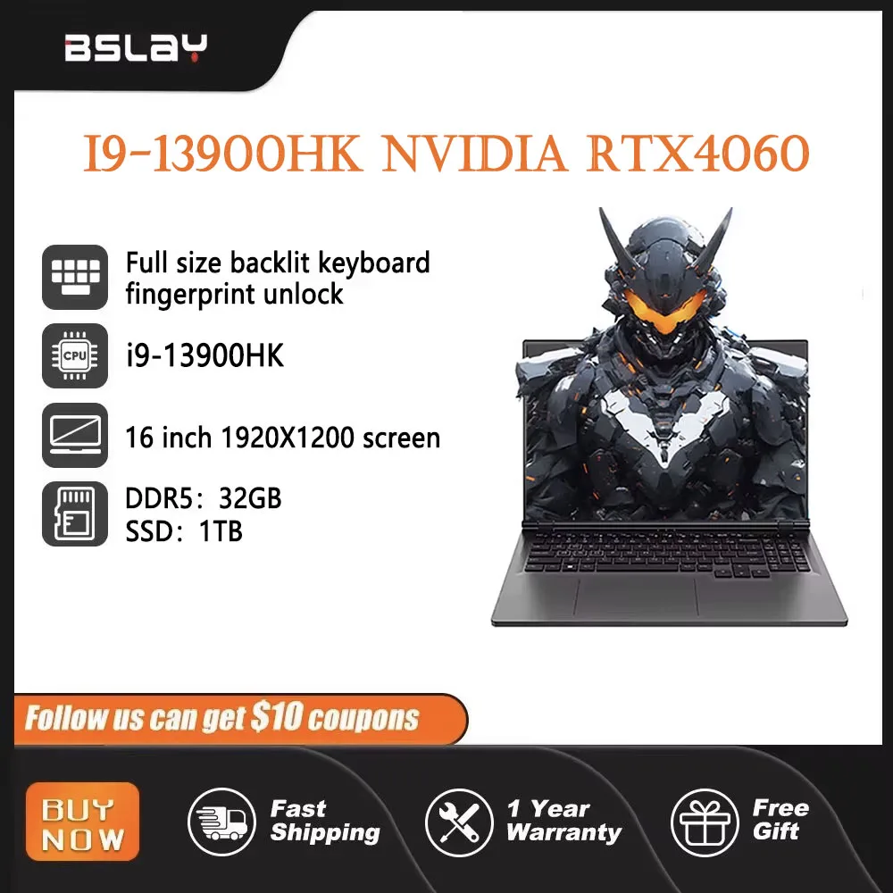 16-inch IPS Gaming Laptop,NVIDIA i9-13900H RTX 4060, Fingerprint Unlock 32GB RAM 1TB SSD | Windows 10/11, Portable & Lightweight