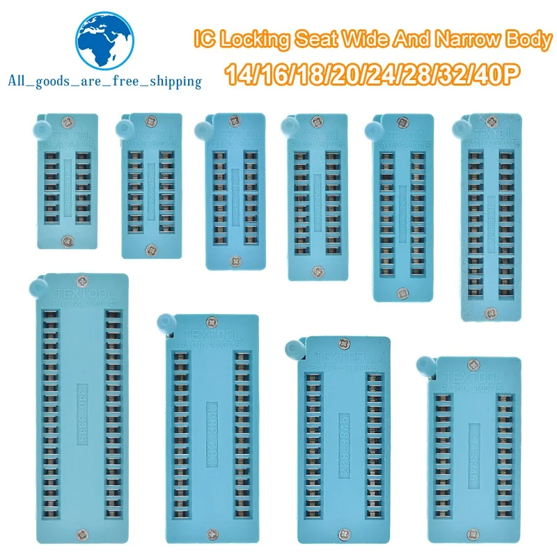 TZT 1 unids/lote 14 16 18 20 24 28 32 40 P Pin 2,54 MM verde DIP Universal ZIF IC Socket prueba soldadura tipo IC bloqueo asiento zif socket