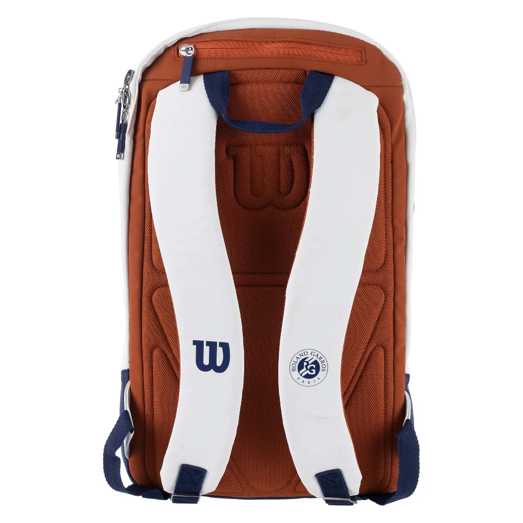 Wilson 2023 Mochila de tenis Roland Garros Super Tour con bolsillos para raqueta con compartimentos parciales para raqueta Diseño elegante