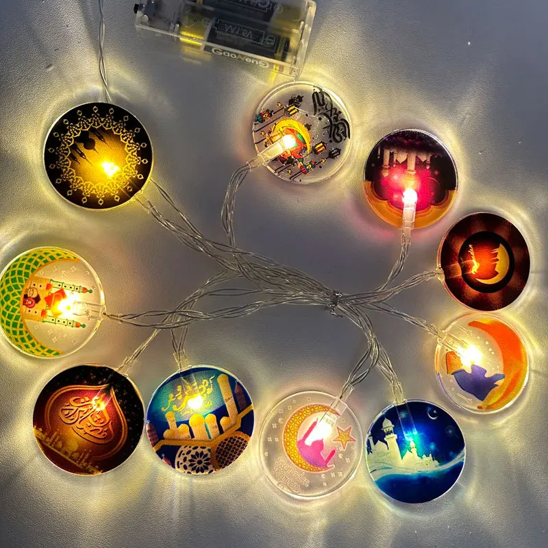 1.5M 10LED Moon Star Ramadan String ไฟ Eid Mubarak ไฟตกแต่งแบตเตอรี่ดําเนินการรอมฎอนตกแต่งมุสลิม LED ไฟ Fairy