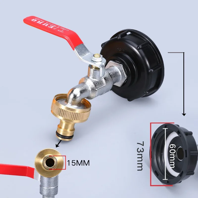 S60x6 Coarse Thread IBC Tank Tap Connecter X 1/2'' 3/4'' Water Coupling Adapter 1000L Garden Home Replacement Valve Fitting