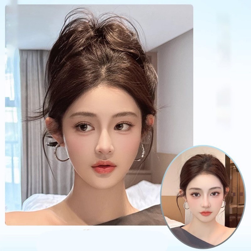 Low-tie Kip Haar Broodje Synthetische Pruik Grijp Clip Opgestoken Bloemknop Hoofd Gestreept Dikke Darm High-end Haaraccessoires