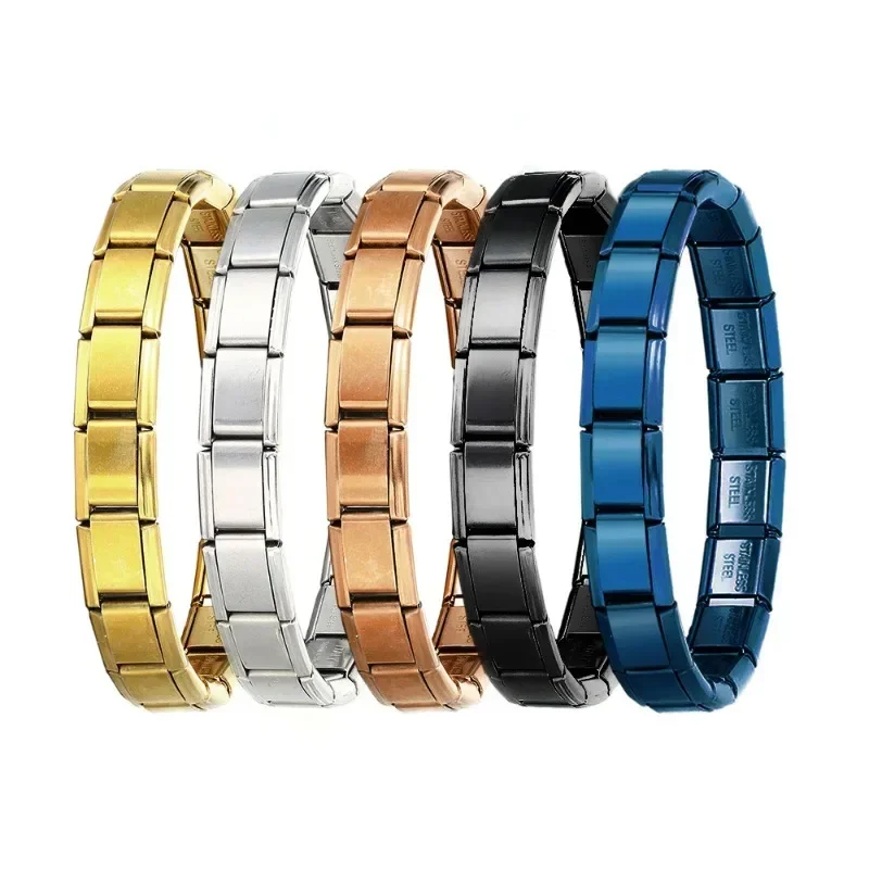 Eslabones de módulo italiano de moda Popular, compatibles con pulsera de 9mm, eslabones de acero inoxidable, fabricación de joyas, novedad de 2024