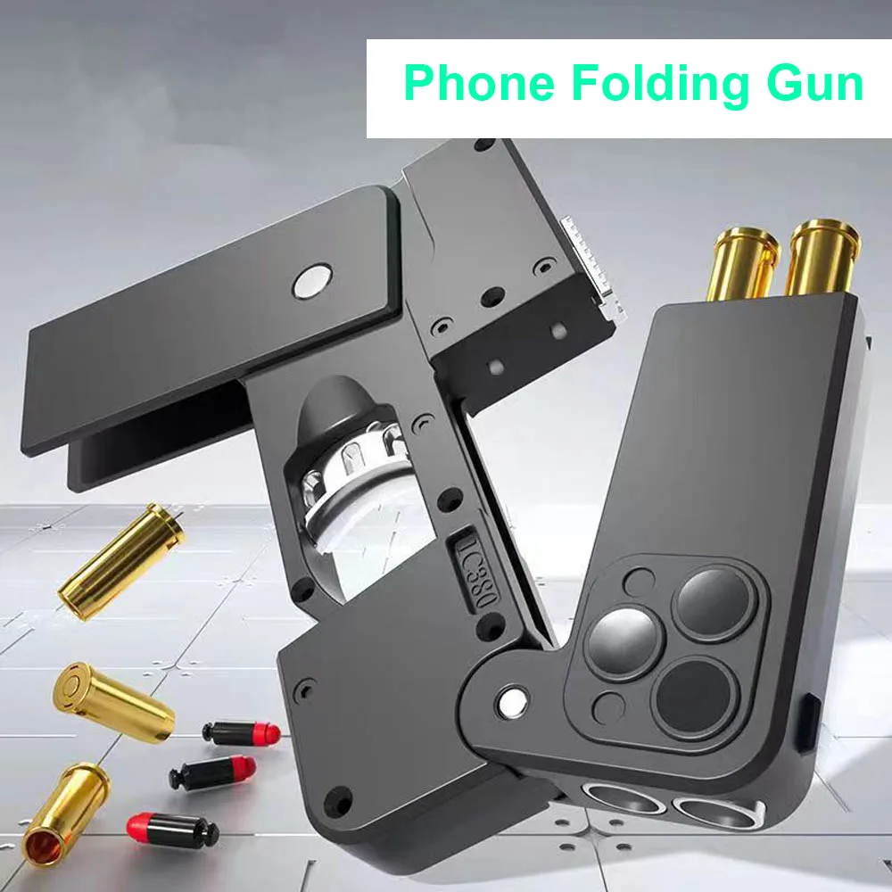 Pistola plegable para iPhone, bala suave, pistola de juguete, expulsión de carcasa, teléfono móvil plegable, TikTok, envío directo