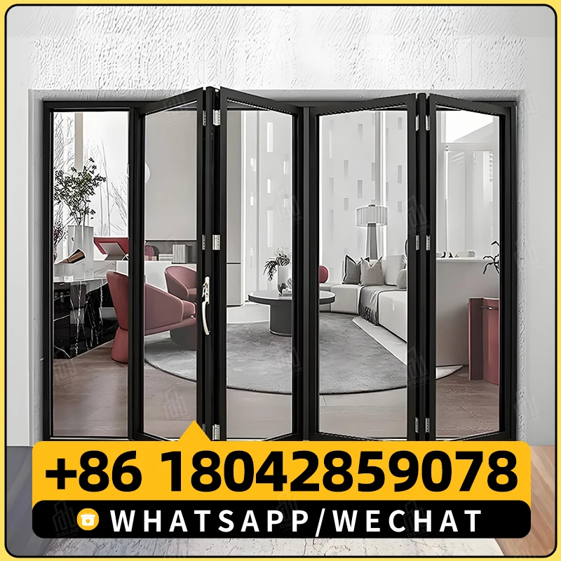 Folding Door Accordion Bi-Fold Residential Commercial Wood Composite Interior Sliding Door