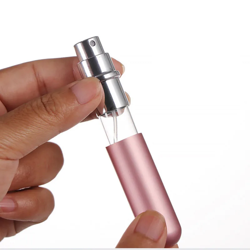 Mini botella de Perfume portátil de 5ml, atomizador en aerosol de aluminio para viaje, pulverizador atomizador de Perfume de Metal vacío, 1 ud.