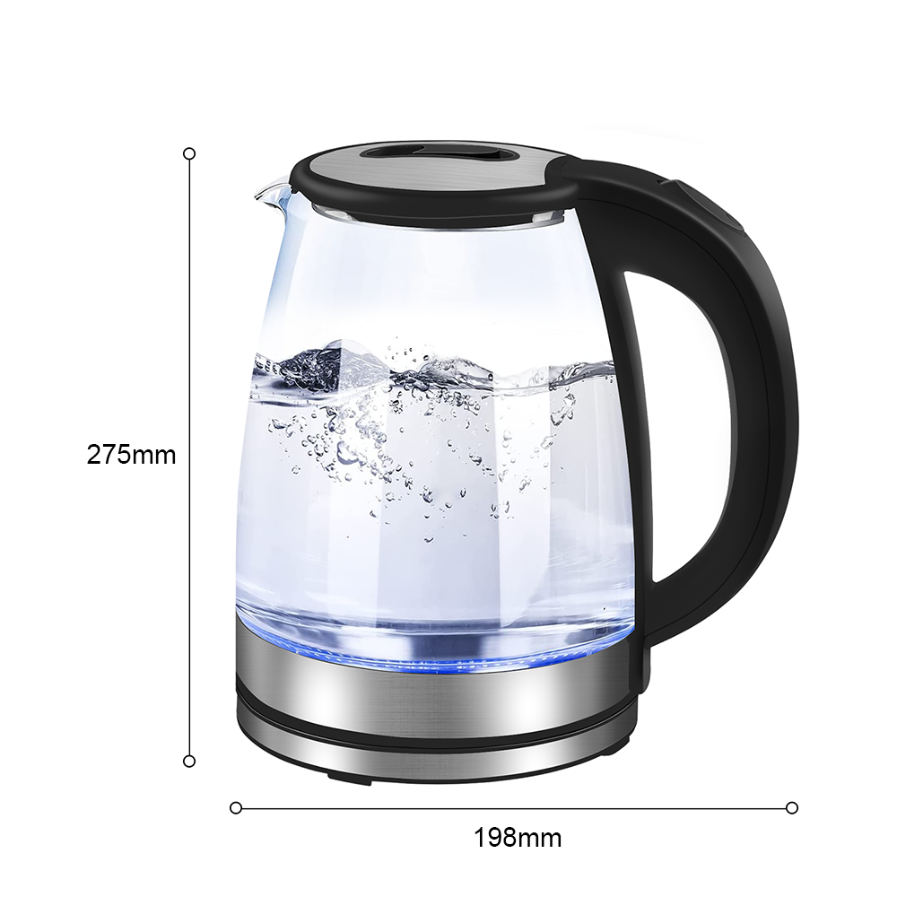 2L Larger Capacity Electric Kettle 220V Glass Tea Kettle Home Kitchen Water Heater 1500-1800W EU/UK Plug Water Boiler