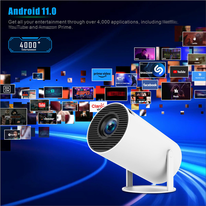 DITONG hy300 โปรเจคเตอร์ 4K Android11 Dual Wifi6 260ANSI BT5.0 1080P 1280*720P HD โฮมเธียเตอร์กลางแจ้งแบบพกพาโปรเจคเตอร์