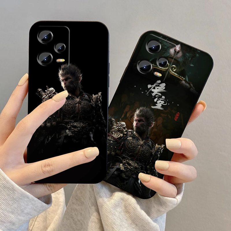 Hitam Myth Wukong Seni permainan, untuk Xiaomi Redmi Note 13 12R 12 12S Turbo 11 11T 11S 10 10S Pro Plus 5G hitam casing ponsel belakang
