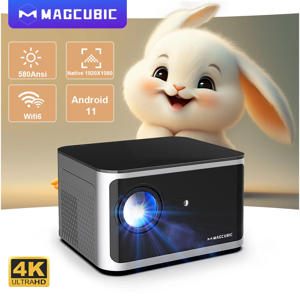 Magcubic 580ANSI Android 11 проектор 4K 1920*1080P Wi-Fi6 Allwinner H713 32G голосовое управление BT5.0 проектор для домашнего кинотеатра