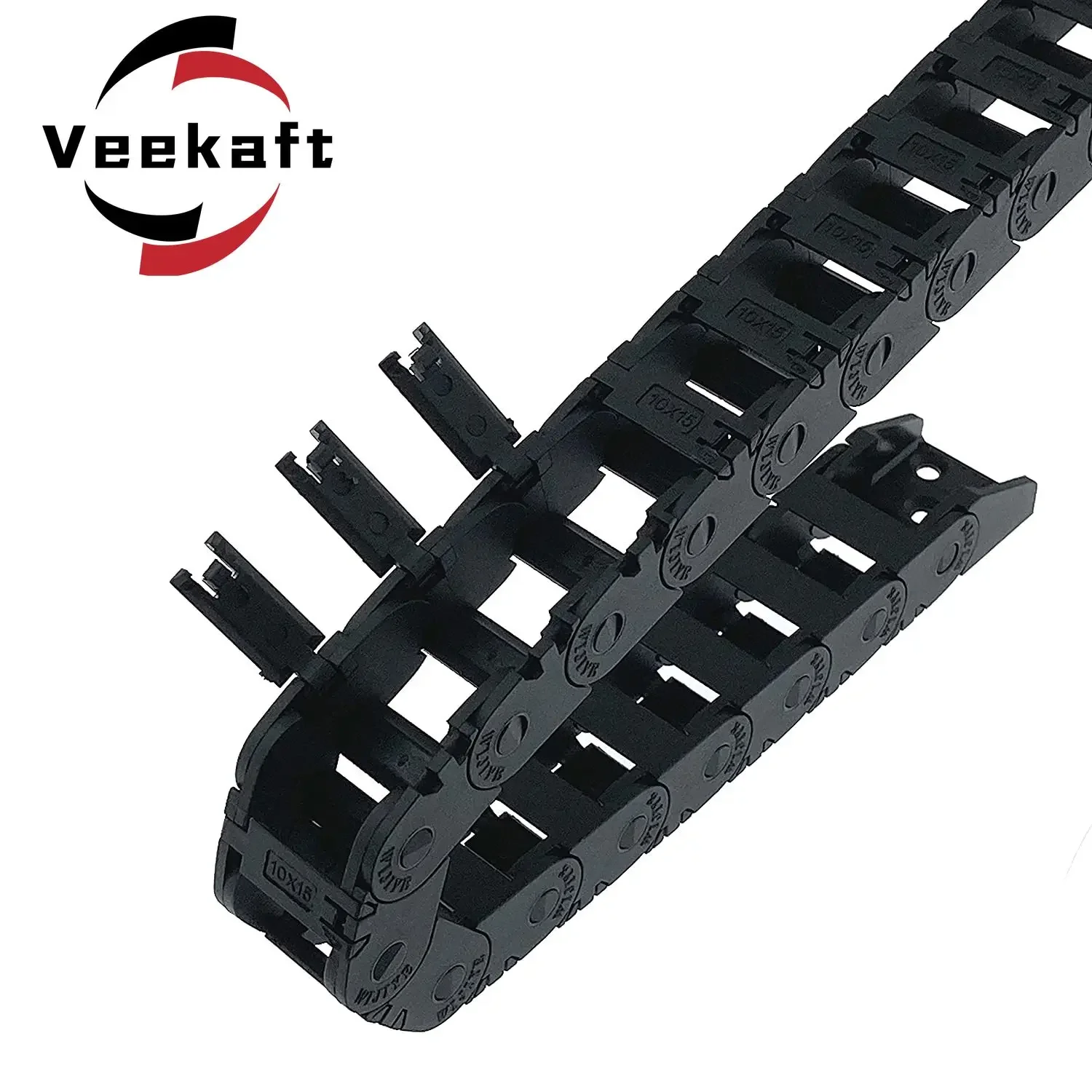 Cadena de arrastre abierta tipo puente 7x7 10x10 10x15 10x20 15x20 18x18 L1m, portador de Cable con extremos para impresora 3D CNC Voron Trident 2,4