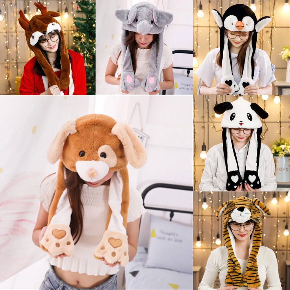 Mùa Đông Mềm Mại Dễ Thương Di Chuyển Nhảy Ngộ Nghĩnh Nắp Sang Trọng Thỏ Kẹp Túi Khí Động Vật Tai Nón