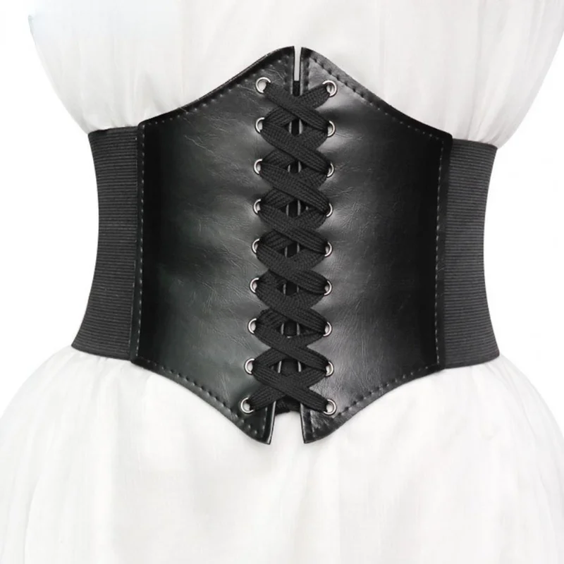 Cinturones anchos de corsé de moda para mujer, faja moldeadora de cuerpo adelgazante de piel sintética, cintura alta ajustada elástica para uso diario
