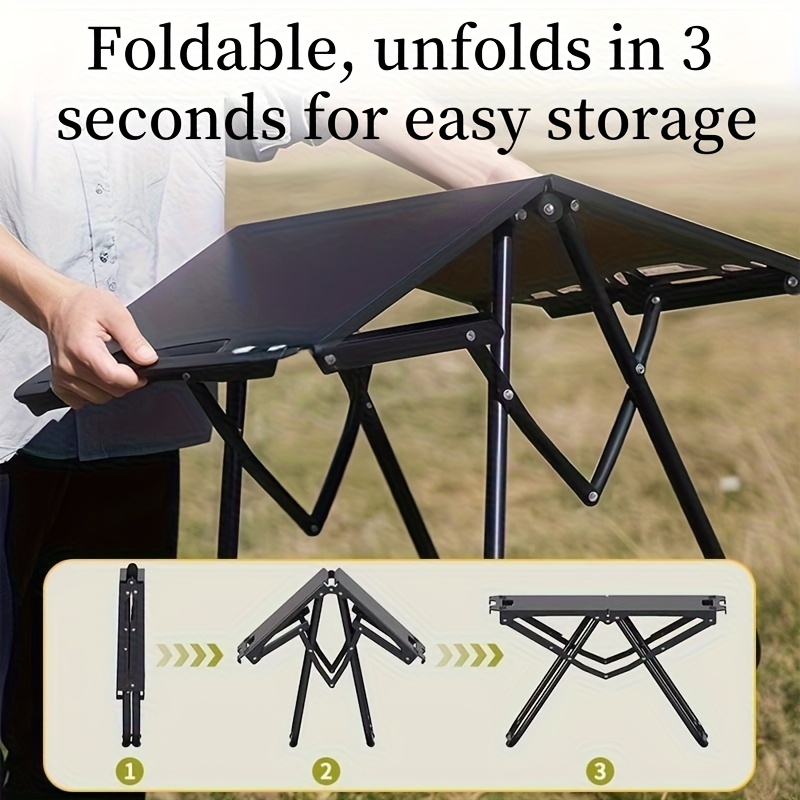 Lightweight Carbon Steel Portable Foldable Camping Table - Multipurpose BBQ & Picnic Table for Outdoor Travel, Hiking & Camping