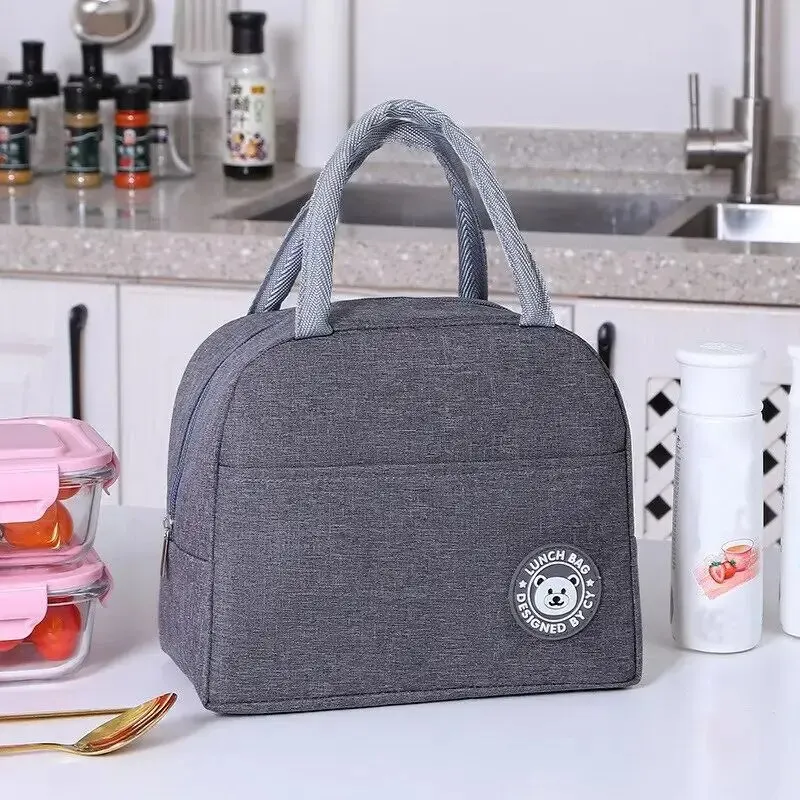 Isolierte Lunchtasche für Damen und Kinder, Kühltasche, Thermotasche, tragbare Eisbeutel-Tasche, Lebensmittelbehälter aus Segeltuch, Lebensmittel-Picknick-Taschen