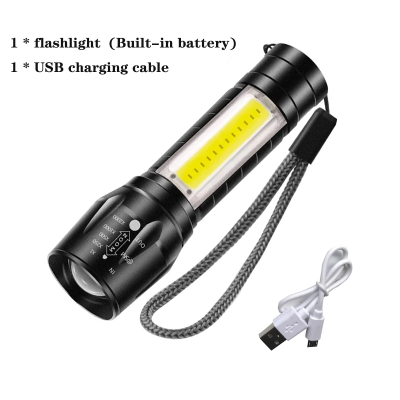Portable Rechargeable Zoom LED Flashlight Mini Flash Light Torch Lantern 3 Lighting Modes Camping Lamp
