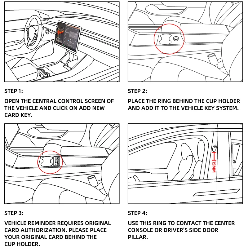 Anel NFC inteligente para Tesla Model 3 e Y Substituir cartão de porta de desbloqueio, 13 #   Tamanho dos EUA de 72 mm