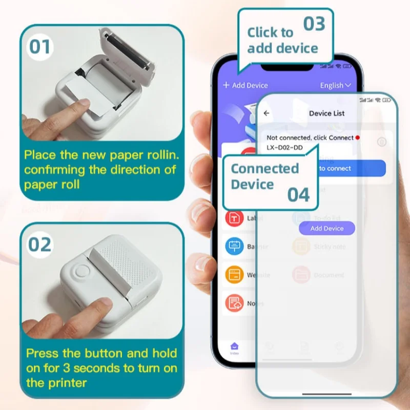 Impresora portátil Dolewa D3, pegatinas de papel térmico, Mini impresoras de papel, fabricante de etiquetas, impresora para impresión de errores, impresión fotográfica