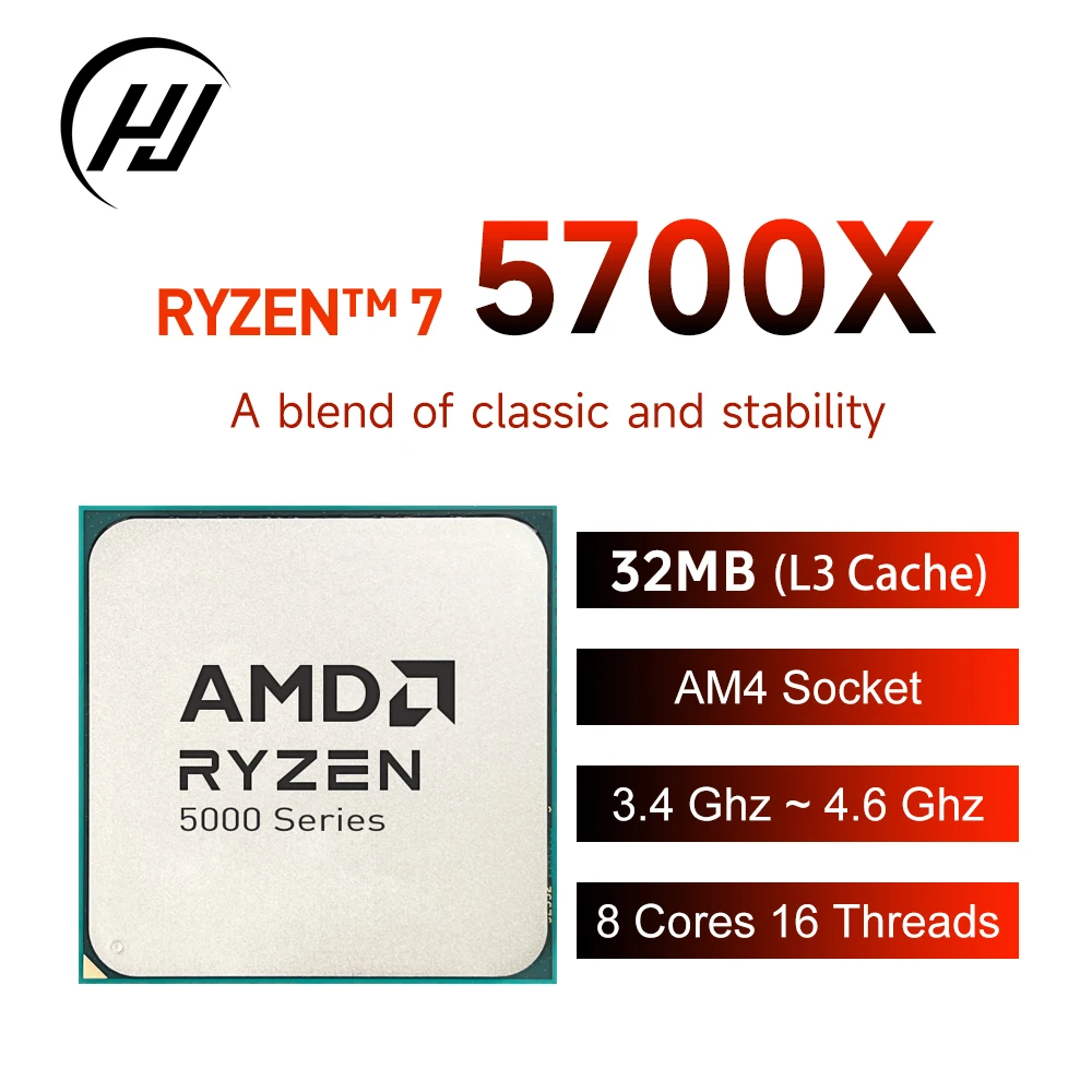 【Marca +】AMD Ryzen 7 5700X Nuevo R7 5700X 3,4 GHz CPU de ocho núcleos y 16 hilos 7NM L3 = 32M 100-000000926 Zócalo AM4 pero sin enfriador