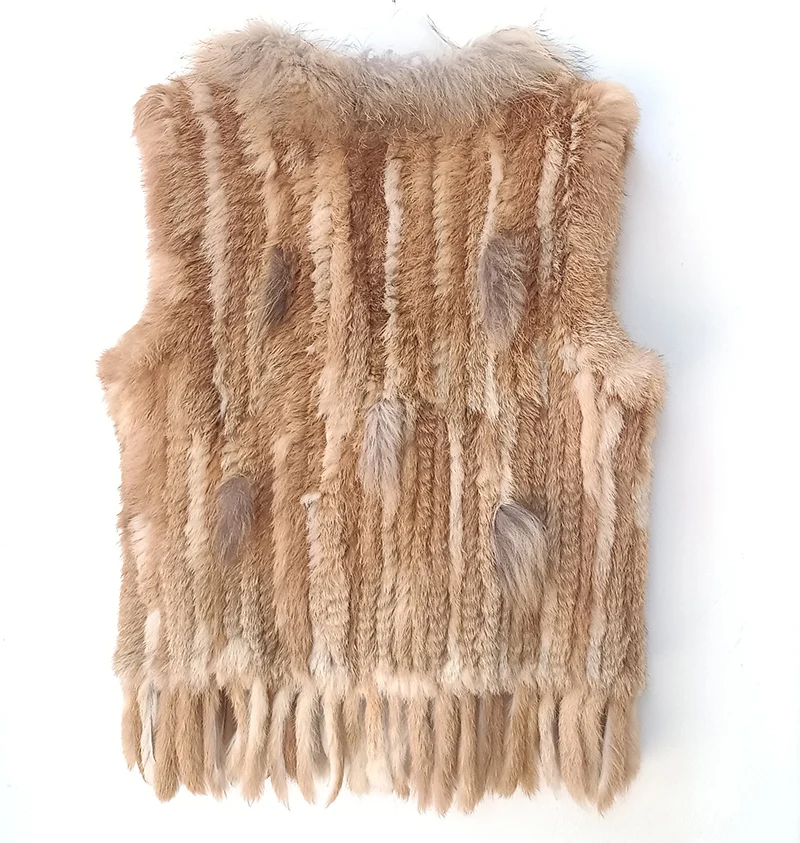 2025 herbst Gestrickte Echt Kaninchen Fell Weste Frauen Warme Winter Echten Pelz Gilets Weibliche Causual Echtes Pelz Weste