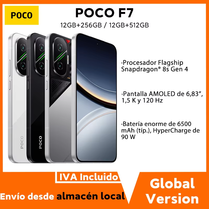 【Estreno mundial】POCO F7 5G Versión global Snapdragon ®   8s Gen 4 NFC 6.83 1.5K Pantalla AMOLED Cámara 50MP OIS 6500mAh Smartphone
