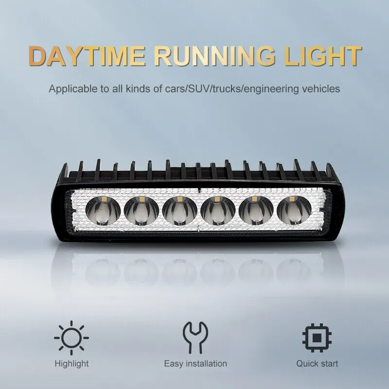 ไฟสปอตไลท์สำหรับรถยนต์ออฟโรด LED 6ดวงไฟวิ่งกลางวันลำแสงฟลัดไลท์12V สำหรับรถจี๊ป4x4 4WD รถ SUV