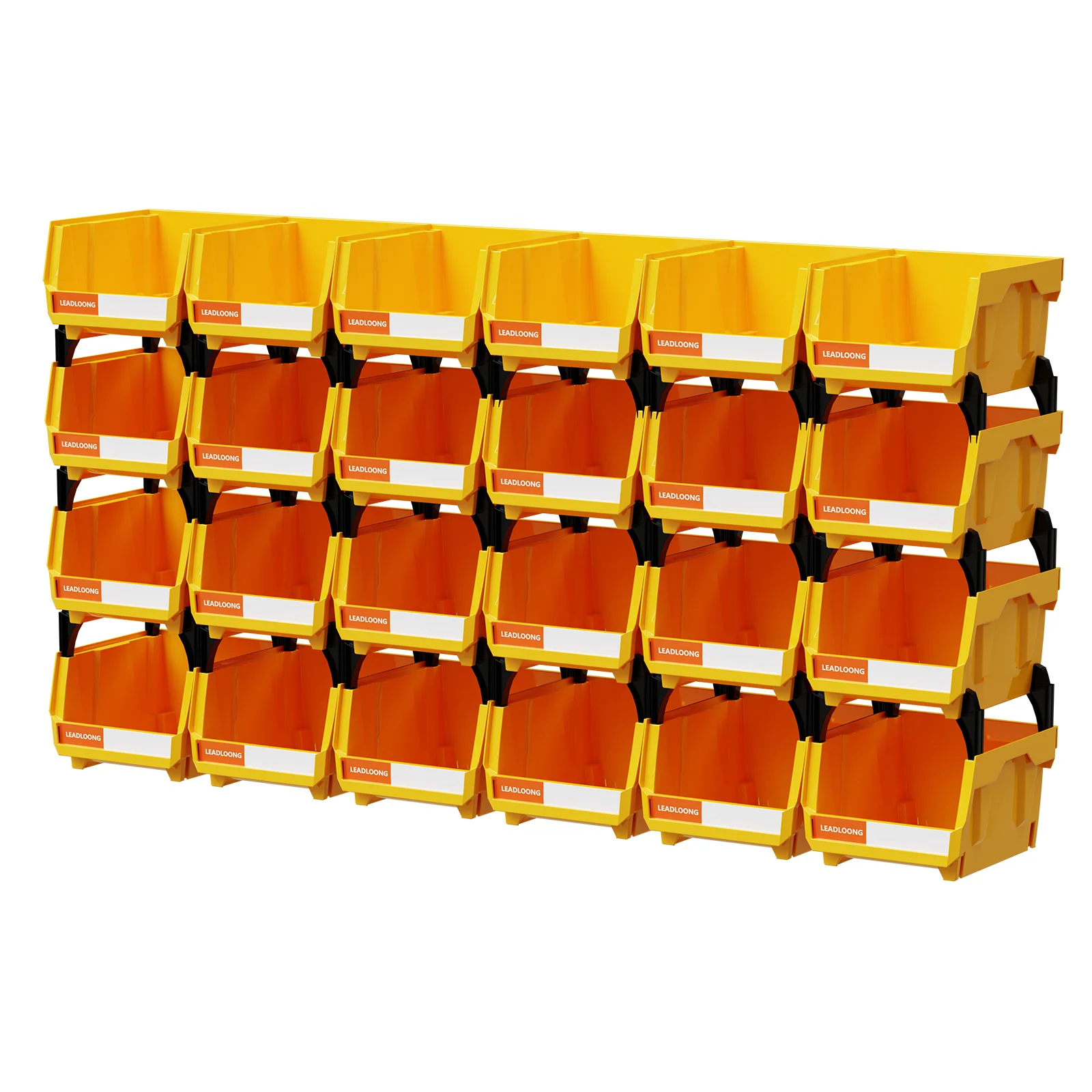 6/24Pcs 5"x4"x3" Freestanding Tiered Storage Bins - Stackable/Hanging Garage Containers for Tools & Parts - Heavy-Duty Organizer