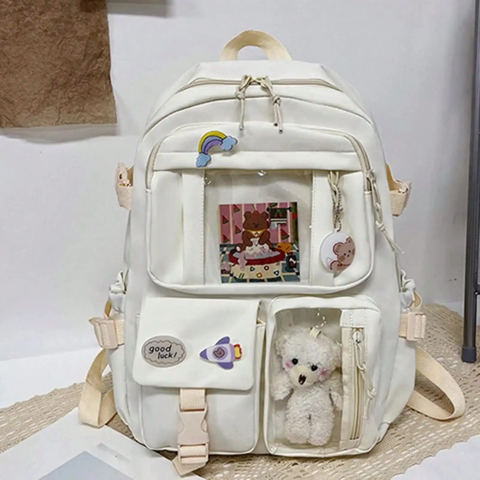 Cute Women Backpacks Waterproof Multi-Pocket Nylon School Backpack for Student Female Girls Kawaii Laptop Book Pack Mochilas