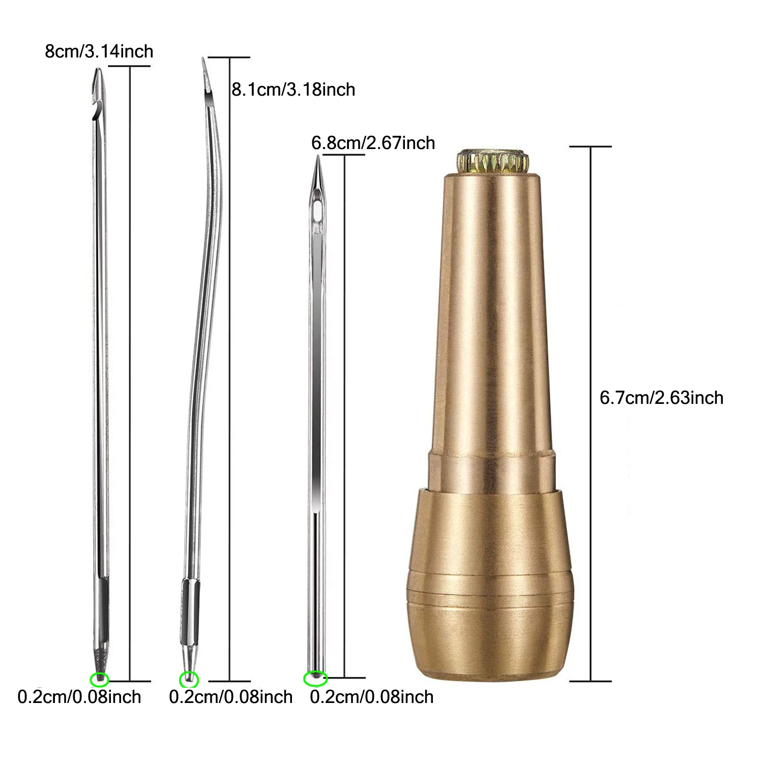 ชุดเย็บผ้าหนัง DIY หนังเย็บ Awl เข็มทองแดงชุดหนังผ้าใบเต็นท์รองเท้าซ่อมเครื่องมือ 3 ด้ายสี
