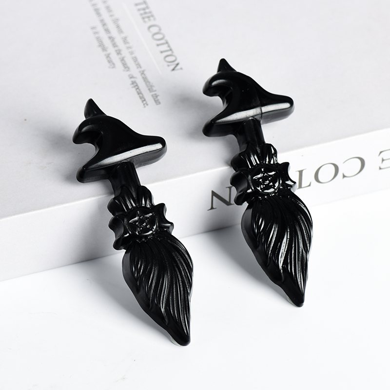Zwart Obsidiaan Heksenbezemhoutsnijwerk