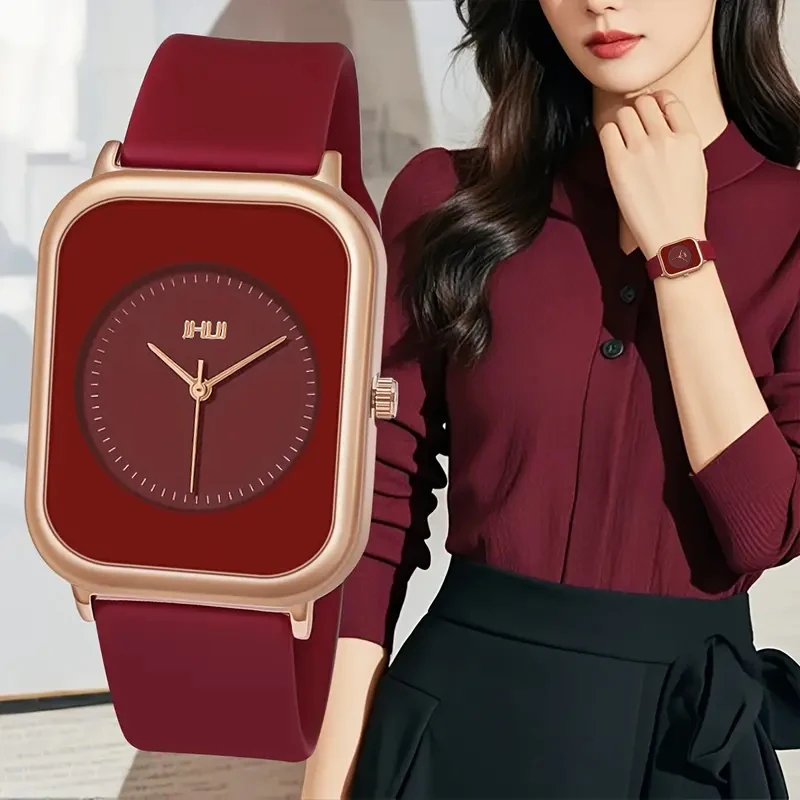 Moda retângulo feminino relógios casual banda de silicone relógio esportivo reloj mujer meninas relógio presente