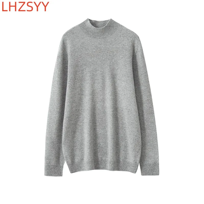 Herren-Pullover mit halbhohem Kragen, First-Line-Kleidung, 100 % reiner Wolle, Herbst, neuer lockerer Strickpullover, Freizeit-Langarmjacke, Oberteile