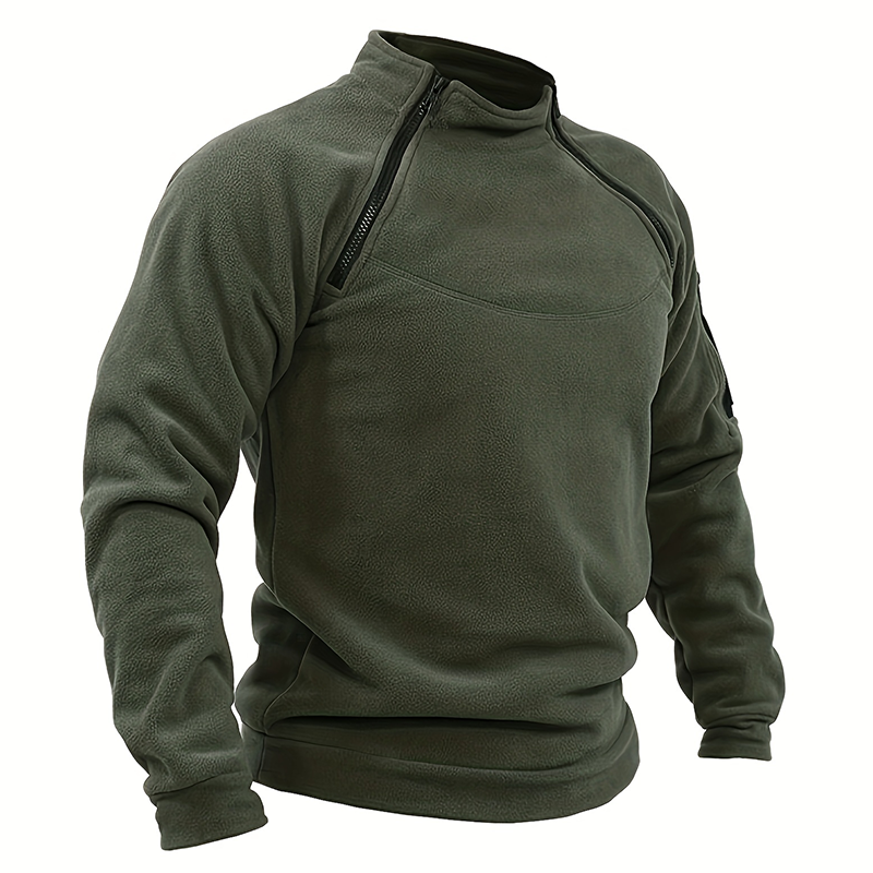 Taktischer Herren-Pullover, lässig, Militär-Sweatshirt, Fleecejacke, Stehkragen, Pullover, einfarbig, winddichte Kleidung
