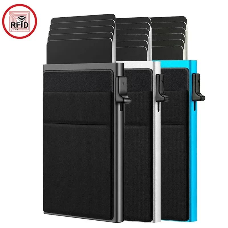 Tarjetero mágico de crédito con bloqueo Rfid para hombre, billeteras inteligentes minimalistas y finas, funda para tarjetero de identificación de Metal, Unisex