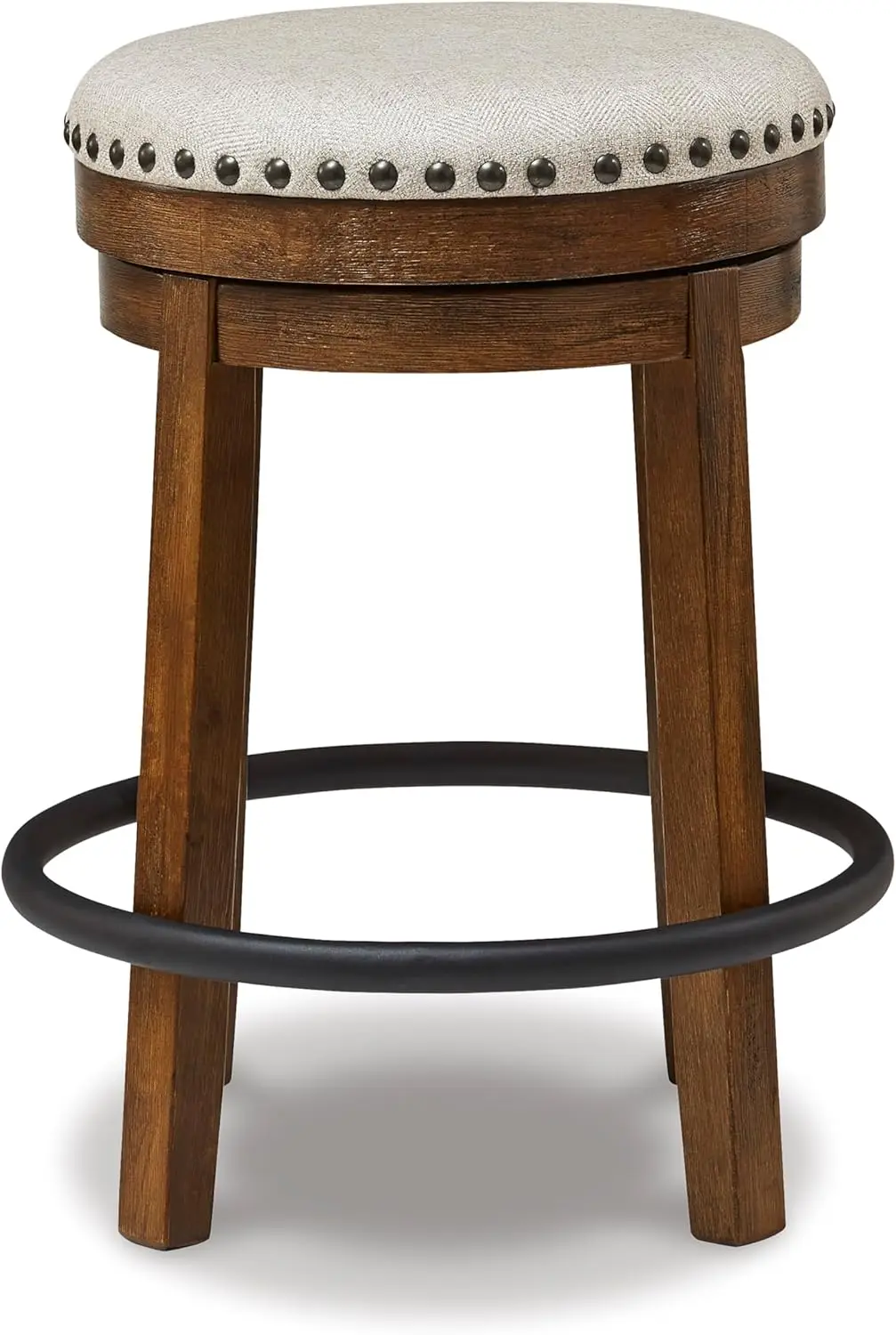 Design by Ashley Valebeck 24" Counter Height Upholstered Swivel Stool, Brown & Black