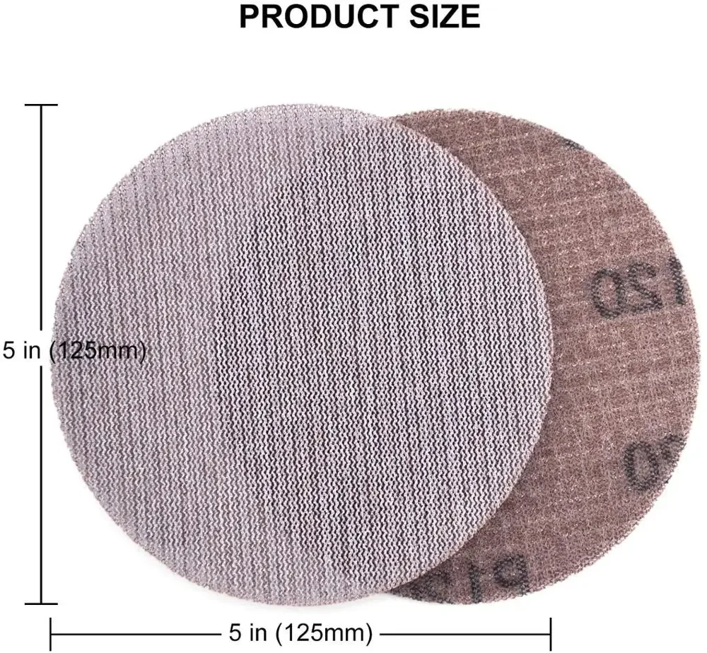 15pcs 5 นิ้ว 125 มม.แผ่นขัดตาข่าย Hook & LOOP Abrasive ฝุ่นฟรีตารางขัดกระดาษ Anti-Blocking บดกระดาษทรายสําหรับรถยนต์