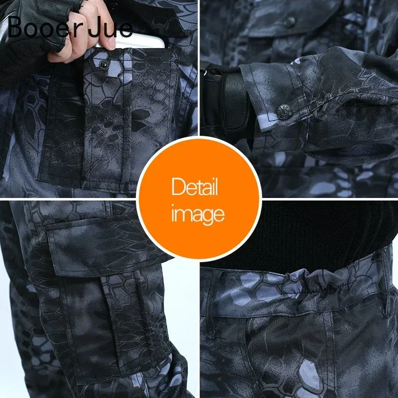 Schwarzer Python-Muster, verschleißfester Overall, Arbeitsversicherungstuch, Uniform, weicher Trainingsanzug für Herren, Outdoor-Anzug