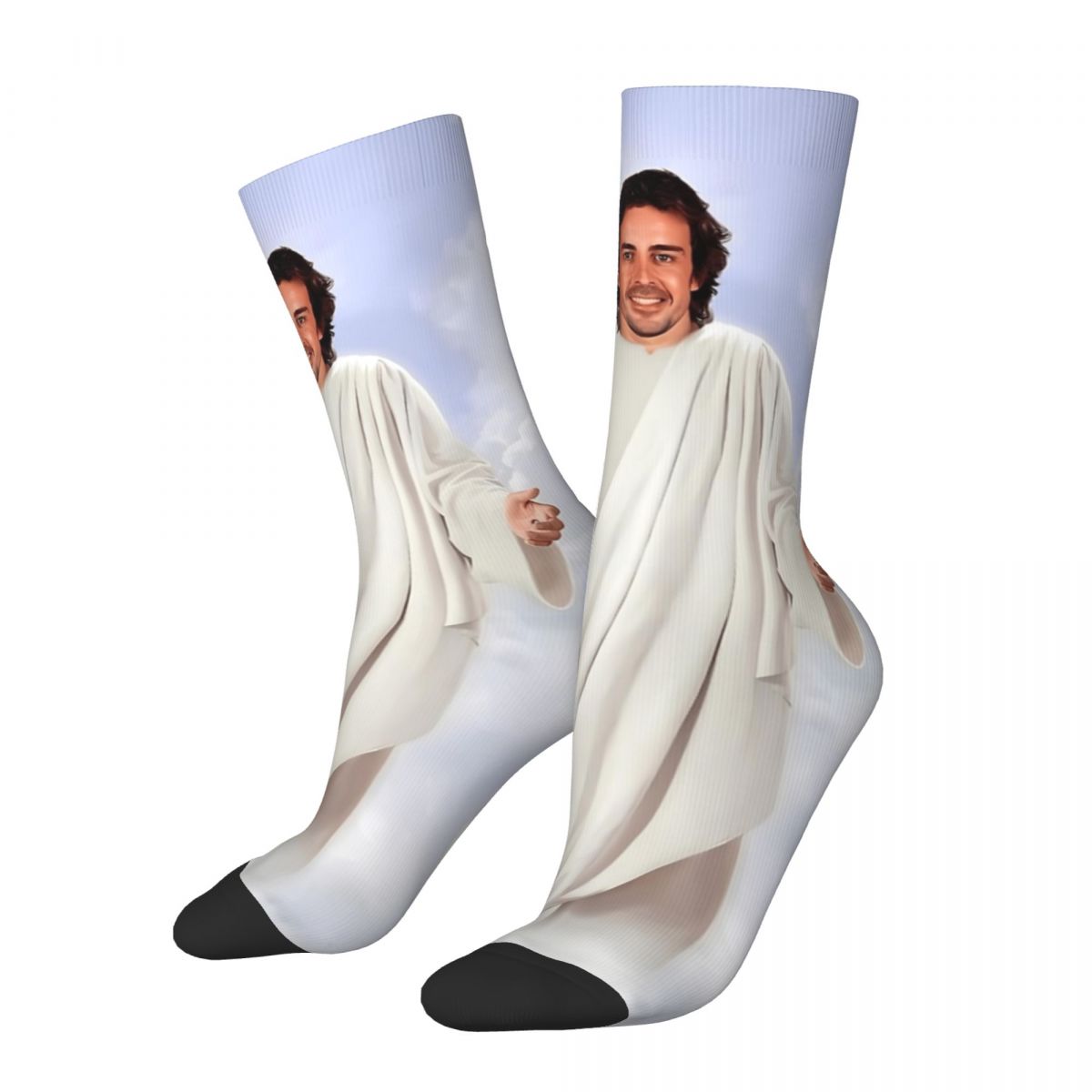Funny Fernando Alonso Jesus Merchandise Socks Flexible Skateboard Middle Tube Socks Soft for Womens Birthday Present