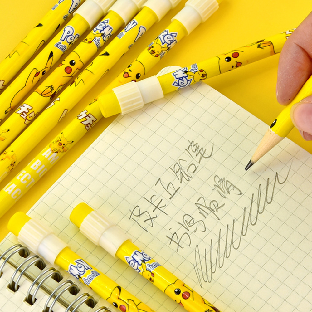 12 pezzi Anime Pokemon Pikachu Matita Figura Matita cartone animato Kawaii Studente Cancelleria Bambini Compleanno Regali di Natale