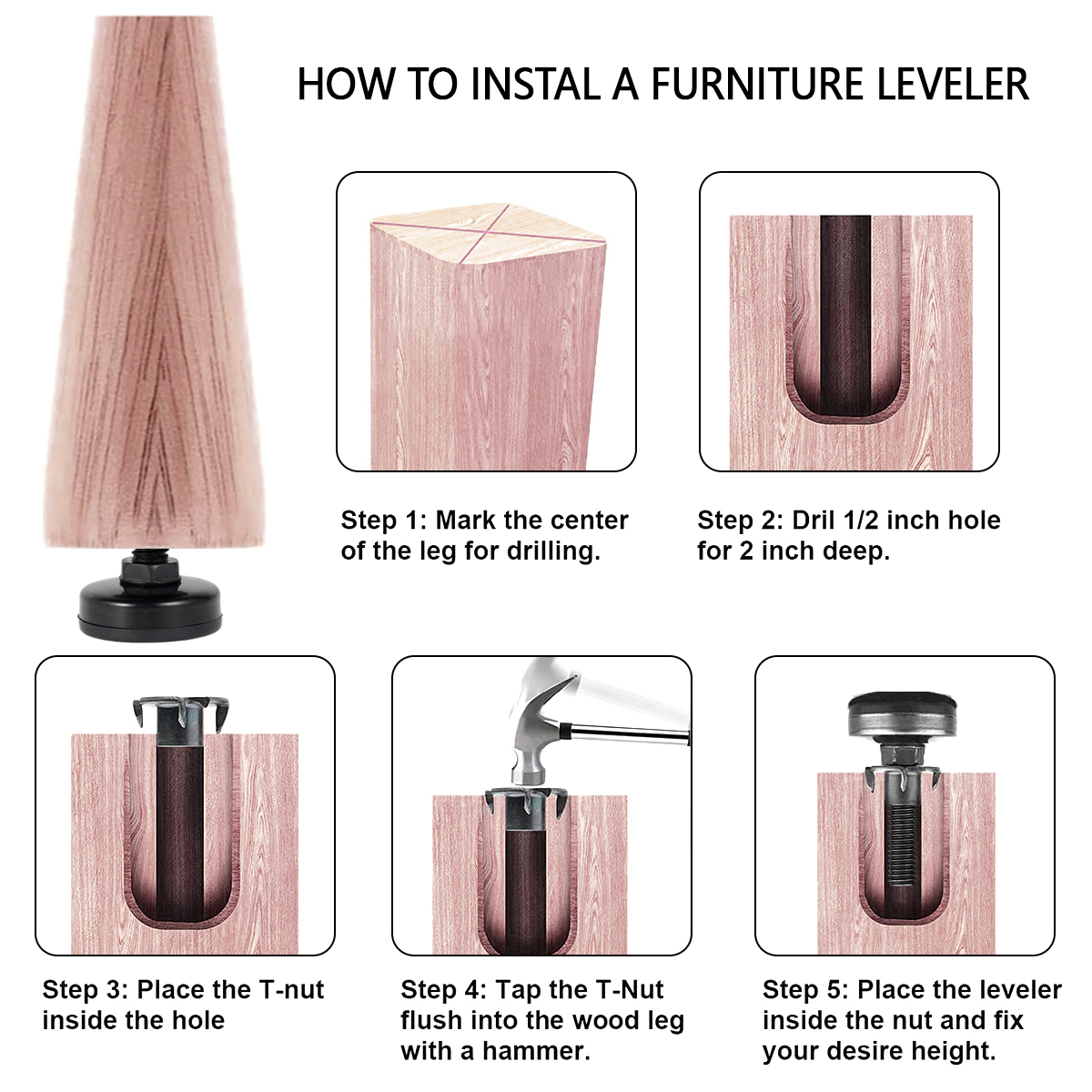 Furniture Adjustable Bolt Chair Feet level Floor Protector leg Pad Base Sofa Cabinet Table Mute damping anti-skid Sofa Raiser