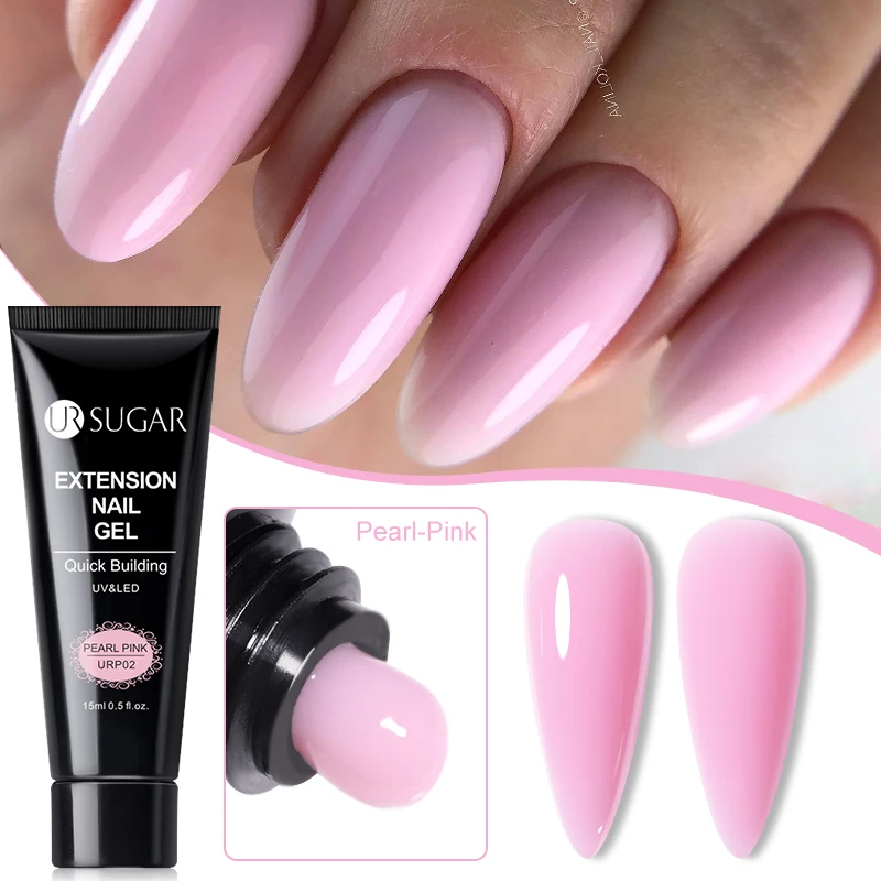 UR SUGAR-esmalte de uñas en Gel, extensión de 15ml, camuflaje, color rosa desnudo, semipermanente, UV, Gel duro, barniz acrílico para prolongar los dedos